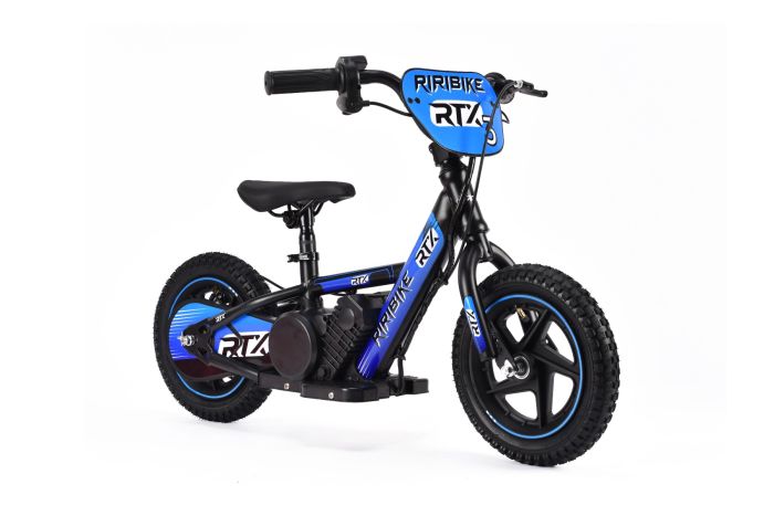 Elektro Laufrad fr Kinder RIRIBIKE RTX3 24V (12"), Blau, Lithium-Batterie,  100W-Motor, Scheibenbremse, verstellbarer weicher