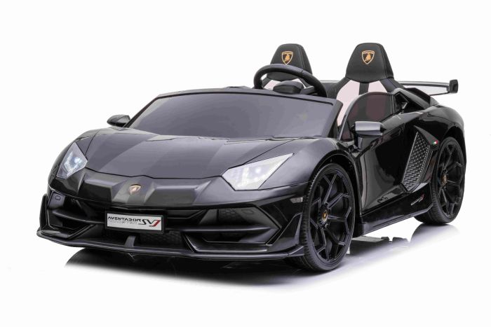 Electric Ride on Car Lamborghini Aventador 24V for two users, Black Paint,  MP4 Player, PU Seats, Vertical opening doors, 2 x 45W Engine, 24V Battery,  2.4 Ghz RC, Underlightened Chasis and Wheels