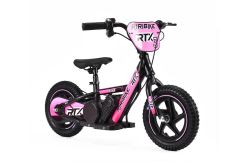 Elektro Laufrad für Kinder RIRIBIKE RTX3 24V (12"), Rosa, Lithium-Batterie, 100W-Motor, Scheibenbremse, verstellbarer weicher PU-Sitz