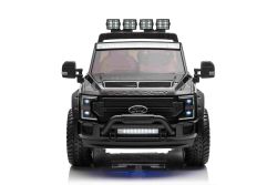 Kinder-Elektroauto Ford Super Duty 24V schwarz, Zweisitzer, 4X4-Antrieb mit leistungsstarken 24V-Motoren, Kunstledersitze, EVA-Doppelhinterräder, 2,4 GHz-Fernbedienung, LED-Lichtrampe, MP3-Player mit USB-Eingang, ORIGINAL-Lizenz