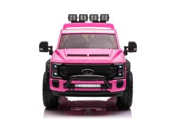 Kinder-Elektroauto Ford Super Duty 24V rosa, Zweisitzer, 4X4-Antrieb mit leistungsstarken 24V-Motoren, Kunstledersitzen, EVA-Doppelhinterrädern, 2,4 GHz-Fernbedienung, LED-Lichtrampe, MP3-Player mit USB-Eingang, ORIGINAL-Lizenz