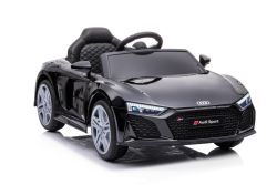 Kinder-Elektroauto Audi R8 Spyder - NEUER Typ, Schwarz, Originallizenz, Batteriebetrieben, Öffnende Türen, Kunststoffsitz, 2x 25W Motor, 12V Batterie, 2,4 Ghz Fernbedienung, Sanftanlauf, MP3-Spieler 