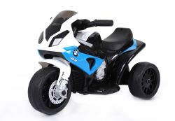 Kinder Electromotorrad BMW S 1000 RR Elektro Dreirad, Batteriebetriebenes Motorrad, 3 Räder, lizenziert, 1x Motor, 6V Batterie, Blau