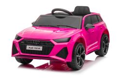 Elektrisches Kinderauto Audi RS6, Pink, Ledersitz, Türen zum Öffnen, 2x 25-W-Motor, 12-V-Batterie, 2,4-GHz-Fernbedienung, weiche EVA-Räder, LED-Leuchten, Sanftanlauf, Stoßdämpfer, ORIGINAL-Lizenz