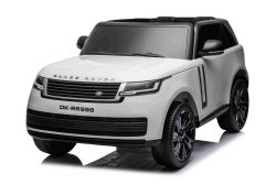 Elektro Kinderauto Range Rover Modell 2023, Zweisitzer, Weiß, Kunstledersitze, Radio mit USB-Eingang, Heckantrieb mit Federung, 12V7AH-Batterie, EVA-Räder, Schlüsselstarter, 2,4-GHz-Fernbedienung, lizenziert
