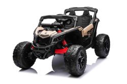 Elektroauto für Kinder Can-am Maverick Einsitzer mit 4x4-Antrieb, Schwarz, Einzelradaufhängung, 2,4-GHz-Fernbedienung, 4 x 35-W-Motoren, EVA-Räder, Ledersitz, MP3-Player mit USB/AUX-Eingang, lizenziert