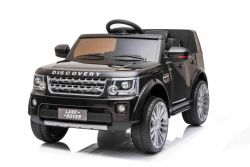 Kinder-Elektroauto Land Rover Discovery, schwarz, original lizenziert, batteriebetrieben, LED-Leuchten, Türen und Motorhaube öffnen, 2 x 35 W Motor, 12 V Batterie, 2,4 GHz Fernbedienung, Hinterradaufhängung, sanfter Start, USB / AUX Ein