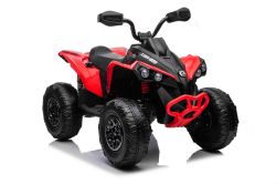 Can-am Renegade elektrisches Ride-on-Quad, rot, Einsitzer, Vorder- und Hinterradfederung, LED-Leuchten, 12-V-Batterie, 2 x 35-W-Motoren, weiche EVA-Räder, MP3-Player mit USB/AUX-Eingang, lizenziert