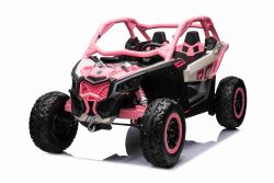 Elektro Kinderauto Can-am Maverick, Rosa, Zweisitzer, Hinterradfederung, 2,4-GHz-Fernbedienung, tragbarer Akku, 4 x 35-W-Motoren, EVA-Räder, verstellbarer Fahrersitz, MP3-Player mit USB/SD-Eingang, lizenziert
