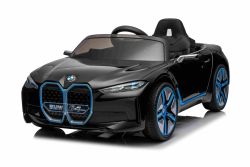 Elektro-Rutschauto BMW i4, schwarz, 2,4-GHz-Fernbedienung, USB / AUX / Bluetooth, Hinterradaufhängung, 12-V-Batterie, LED-Leuchten, 2 x 25-W-Motor, ORIGINAL-Lizenz