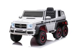 Elektro-Kinderauto Mercedes-Benz G63 AMG 6X6, Einsitzer, Weiß, 6 Räder mit Einzelradaufhängung, Antrieb 4 x 45-W-Motoren, 12V10AH-Batterie, Kunststoffräder und -sitz, Fernbedienung, lizenziert