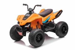 Lizenziertes Elektroquad für Kinder McLaren Racing MCL 12V 4X4, Orange, weiche EVA-Räder, FERNBEDIENUNG, Kunstledersitz, Hinterradaufhängung, 4 x 35 W Motor, LED-Leuchten, 12 V 10 Ah Batterie