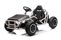 Kinder elektroauto 24V Sportcart, Weiß, weiche EVA-Räder, Kunstledersitz, 2 x 50W Motor, 24V Akku, massive Metallkonstruktion