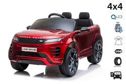 Elektroauto für Kinder Range Rover EVOQUE, Einsitzer, rot lackiert, Kunstledersitz, MP3-Player mit USB-Eingang, 4x4-Antrieb, 12V10Ah-Batterie, EVA-Räder, Hinterradaufhängung, Schlüsselstart, 2,4-GHz-Bluetooth-Fernbedienung, lizenziert