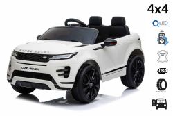 Elektroauto für Kinder Range Rover EVOQUE, Einsitzer, weiß , Kunstledersitz, MP3-Player mit USB-Eingang, 4x4-Antrieb, 12V10Ah-Batterie, EVA-Räder, Hinterradaufhängung, Schlüsselstart, 2,4-GHz-Bluetooth-Fernbedienung, lizenziert