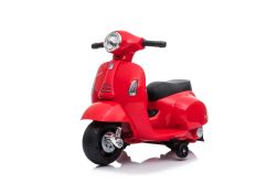 Elektro-Rutschroller Vespa GTS, rot, mit Hilfsrädern, lizenziert, 6-V-Batterie, Ledersitz, 30-W-Motor