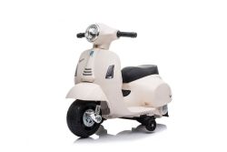 Elektro-Rutschroller Vespa GTS, weiß, mit Hilfsrädern, lizenziert, 6-V-Batterie, Ledersitz, 30-W-Motor