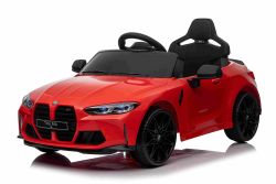 Elektro Kinderauto BMW M4, rot, 2,4-GHz-Fernbedienung, USB-/Aux-Eingang, Federung, 12-V-Batterie, LED-Leuchten, 2 x Motor, ORIGINAL-Lizenz