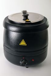 Suppenkessel, außen schwarz pulverbeschichtet, 35 ° C - 80 ° C, 6 Thermostatpositionen, 400 Watt, 10L