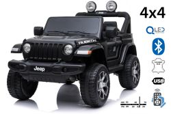 RIRICAR Elektroauto für Kinder 12V JEEP Wrangler, Schwarz, kinder elektroauto 2 sitzer mit 2,4-GHz-Fernbedienung, Radio mit Bluetooth- und USB-Eingang, Eva-Räder, elektrofahrzeug kinder ab 3-8 jahre