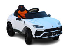Kinder elektroauto 12V Lamborghini URUS, weiß, original lizenziert, 2x Motor, 12V Batterie, Elektroauto für kinder mit 2,4-GHz-Fernbedienung, weiche EVA-Räder, Federung, Elektrofahrzeug kinder ab 3 bis 6 jahre