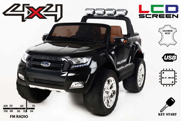 Elektro Spielzeugauto Ford Ranger Wildtrak 4x4 Lcd Luxury Lcd Bildschirm Schwarz 2 4ghz 2 X 12v 4 X Motor Fernbedienung 2 Sitze In Leder Soft Eva Rader Fm Radio Bluetooth