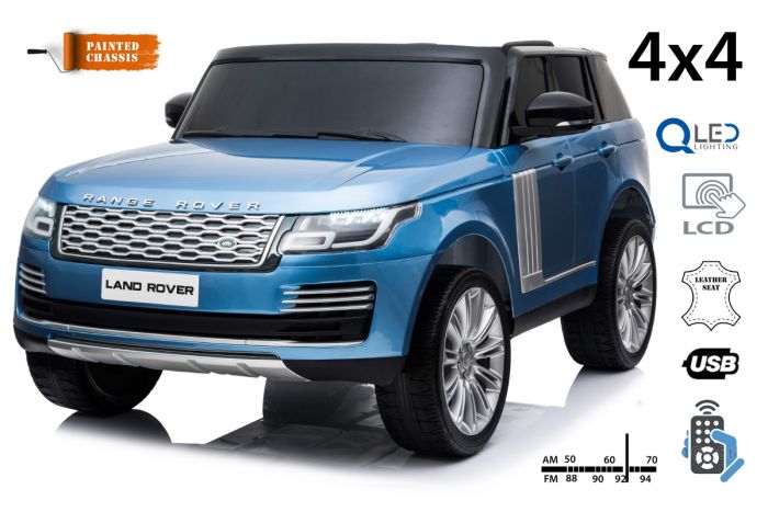 Elektro Kinderauto Range Rover, Blau lackiert, doppelter RIRICAR Elektrisches Auto für Kinder, Range Rover, schwarz