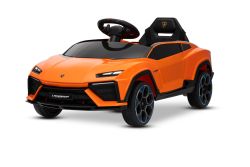 Elektrisches Ride-on-Auto Lamborghini Lanzador 12V mit Hinterradantrieb, lizenziert (einsitzig), orange, Lithiumbatterie, LED-Beleuchtung, breitem Sitz, 2,4-GHz-Fernbedienung, MP3-Player mit USB-/AUX-Eingang und Bluetooth-Verbindung