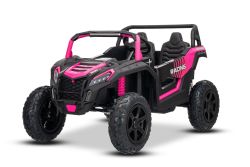 Elektrisches Kinderauto UTV XXL 24V, rosa , zweitürig, Motor mit Differenzial, aufblasbare Gummireifen, gefederte Hinterachsen, Scheibenbremse, gepolsterter Sitz, verstellbares Lenkrad, Bluetooth, MP3-Player mit USB/SD-Anschluss
