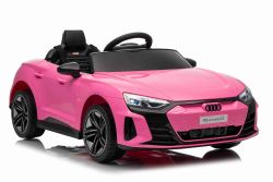 Elektrisches Kinderauto Audi RS E-tron GT 12V, rosa, breiter Einzelsitz, 2,4-GHz-Fernbedienung, USB-/AUX-Eingang, Bluetooth, Federung, Lithium-Batterie, LED-Leuchten, 2 x 25W Motor, ORIGINALE Lizenz