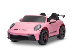 Elektrisches Kinderauto Porsche 911 GT3  24V mit 4x4-Antrieb, rosa, zwei Sitze, 2,4-GHz-Fernbedienung, USB/AUX-Eingang, 200W-Motoren, Federung, Lithium-Batterie, LED-Leuchten vorne und hinten, ORIGINALE Lizenz