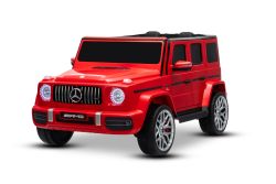 Elektrisches Kinderauto Mercedes-Benz G63 AMG 4x4, Zweisitzer, rot, MP3-Player mit USB/AUX- und Bluetooth-Anschluss, Allradantrieb (4x4), Lithium-Batterie, EVA-Räder mit Federung, Kunstledersitze, Fernbedienung, lizenziert