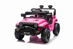 Elektroauto für Kinder OFFROAD NEW mit Hinterradantrieb, rosa, Lithium-Batterie, hohes Fahrgestell, breiter Sitz, Hinterradfederung, 2,4-GHz-Fernbedienung,  LED-Leuchten