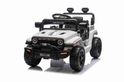 Elektroauto für Kinder OFFROAD NEW mit Hinterradantrieb, weiß, Lithium-Batterie, hohes Fahrgestell, breiter Sitz, Hinterradfederung, 2,4-GHz-Fernbedienung, LED-Leuchten