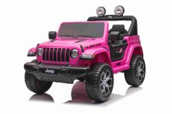 RIRICAR Elektroauto für Kinder 12V Jeep Wrangler, Rosa, kinder elektroauto 2 sitzer mit 2,4-GHz-Fernbedienung, Radio mit Bluetooth- und USB-Eingang, Lithium-Akku, Eva-Räder, elektrofahrzeug kinder ab 3-8 jahre