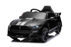 Ford Shelby Mustang GT 500 Cobra Elektroauto für Kinder, Schwarz, 2,4-GHz-Fernbedienung, USB-Eingang, LED-Leuchten, 2 x 30-W-Motor, ORIGINAL-Lizenz
