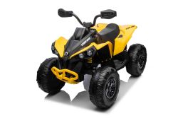 Can-am Renegade Elektroquad für Kinder, gelb, Einsitzer, Vorder- und Hinterradfederung, LED-Leuchten, 12-V-Batterie, 2 x 35-W-Motoren, weiche EVA-Räder, MP3-Player mit USB/AUX-Eingang, lizenziert