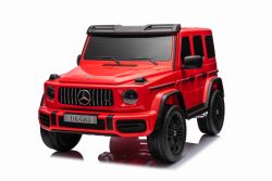 Elektro-Kinderauto Mercedes-Benz G63 AMG 4x4² Zweisitzer 12V, rot , MP3-Player mit USB/AUX-Eingang, 4x4-Antrieb, Batterie 12V14Ah, gefederte EVA-Räder, Kunstledersitze, Fernbedienung, Lizenziert