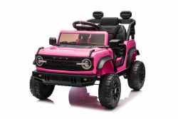 Elektrisches Kinderfahrzeug Ford Bronco mit Hinterradantrieb, lizenziert (Einzelsitzer),Rosa, Lithiumbatterie, hohe Bodenfreiheit, breiter Sitz, Hinterachsfederung, 2,4-GHz-Fernbedienung, MP3-Player mit USB-Anschluss, LED-Beleuchtung