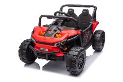 Elektroauto für Kinder UTV Small 12V, rot, Hinterradantrieb, 12V Batterie, Kunststoffräder, Breiter Doppelsitz für nur ein Kind, 2,4 GHz Fernbedienung, MP3-Player mit USB/SD-Eingang, LED-Leuchten