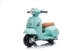 Elektro-Rutschroller Vespa GTS, blaugrün, mit Hilfsrädern, lizenziert,Lithiumbatterie, Ledersitz, 30-W-Motor