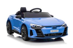 Elektrisches Kinderauto Audi RS E-tron GT 12V, blau, breiter Einzelsitz, 2,4-GHz-Fernbedienung, USB-/AUX-Eingang, Bluetooth, Federung, Lithium-Batterie, LED-Leuchten, 2 x 25W Motor, ORIGINALE Lizenz
