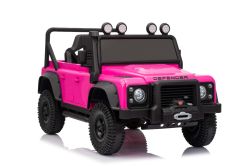 Elektrisches Kinderfahrzeug Land Rover Defender 110 SVX 12V, roze, 4X4-Antrieb, LED-Lichter, Vorder- und Hinterradfederung, 2,4-GHz-Fernbedienung, USB/AUX-Eingang, Bluetooth, Lithium-Akku, 4 x 25W-Motor, ORIGINALE Lizenz