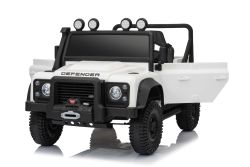 Elektrisches Kinderfahrzeug Land Rover Defender 110 SVX 12V, weiß, 4X4-Antrieb, LED-Lichter, Vorder- und Hinterradfederung, 2,4-GHz-Fernbedienung, USB/AUX-Eingang, Bluetooth, Lithium-Akku, 4 x 25W-Motor, ORIGINALE Lizenz