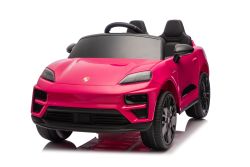 Elektrisches Ride-on-Auto Porsche Macan 12V, lizenziert, mit Hinterradantrieb (einsitzig), rosa, Lithium-Batterie, breiter Sitz, gefederte Achsen, 2,4-GHz-Fernbedienung, MP3-Player mit USB/AUX-Eingang, LED-Beleuchtung