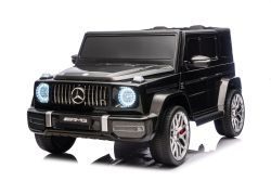 Elektrisches Kinderauto Mercedes-Benz G63 AMG 4x4, Zweisitzer, schwarz, MP3-Player mit USB/AUX- und Bluetooth-Anschluss, Allradantrieb (4x4), Lithium-Batterie, EVA-Räder mit Federung, Kunstledersitze, Fernbedienung, lizenziert