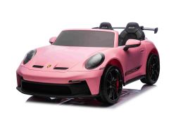 Elektrisches Kinderauto Porsche 911 GT3  24V mit 4x4-Antrieb, rosa, zwei Sitze, 2,4-GHz-Fernbedienung, USB/AUX-Eingang, 200W-Motoren, Federung, Lithium-Batterie, LED-Leuchten vorne und hinten, ORIGINALE Lizenz
