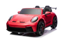 Elektrisches Kinderauto Porsche 911 GT3  24V mit 4x4-Antrieb, rot, zwei Sitze, 2,4-GHz-Fernbedienung, USB/AUX-Eingang, 200W-Motoren, Federung, Lithium-Batterie, LED-Leuchten vorne und hinten, ORIGINALE Lizenz