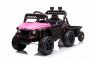 Kinder Elektroauto 12V RSX SMALL mit Anhänger, Pink, Hinterradantrieb, Elektroauto für kinder mit 2,4 GHz Fernbedienung, MP3/USB/Aux-Eingang, LED-Leuchten, Elektrofahrzeug kinder ab 3 bis 7 jahre