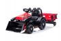 Elektrischer Traktor FARMER mit Frontlader und Anhänger, rot, Heckantrieb, 6V Batterie, Kunststoffräder, breiter Sitz, 20W Motor, Einsitzer, Lenkradsteuerung, LED-Beleuchtung